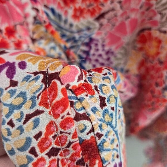 Bougie and Co Boutique Retro Floral Front Tie Button Down Blouse 2xl - Picture 7 of 14